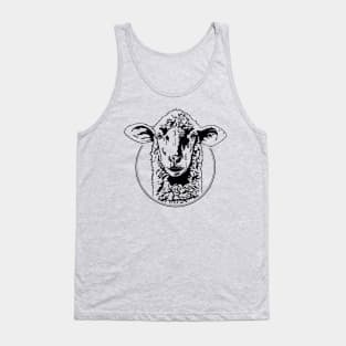 Funny Sheep Portrait Animal Lamb Herder Tank Top